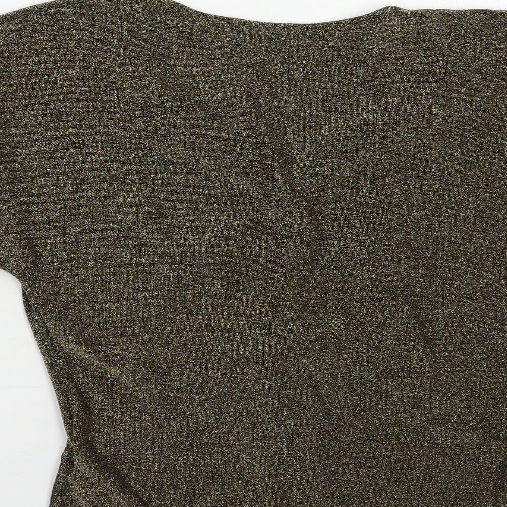 Marks and Spencer Womens Gold  Polyamide Basic Blouse Size S V-Neck