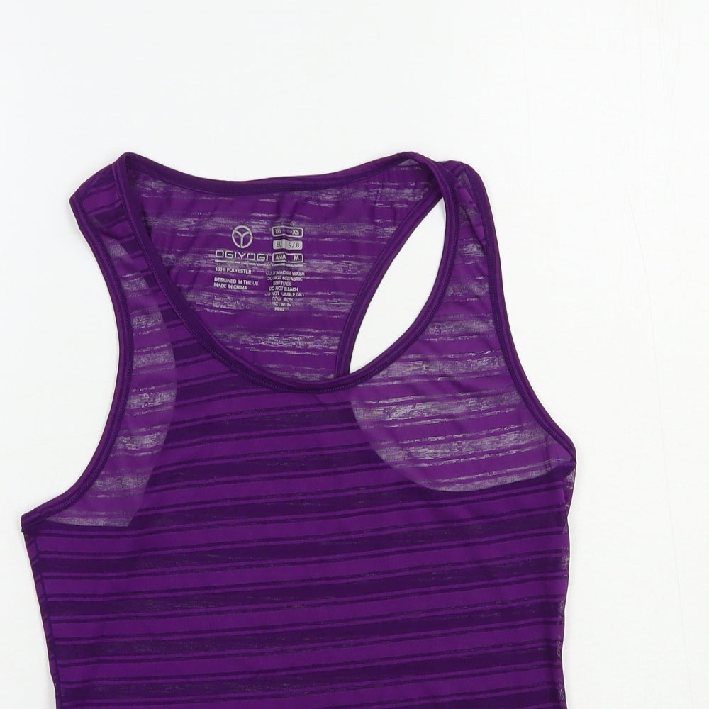 OgiYogi Womens Purple Striped Polyester Pullover Tank Size 8 Scoop Neck Pullover