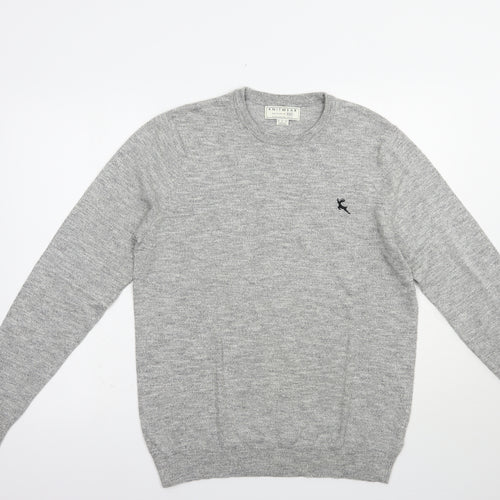 F&F Mens Grey Crew Neck  Cotton Pullover Jumper Size M