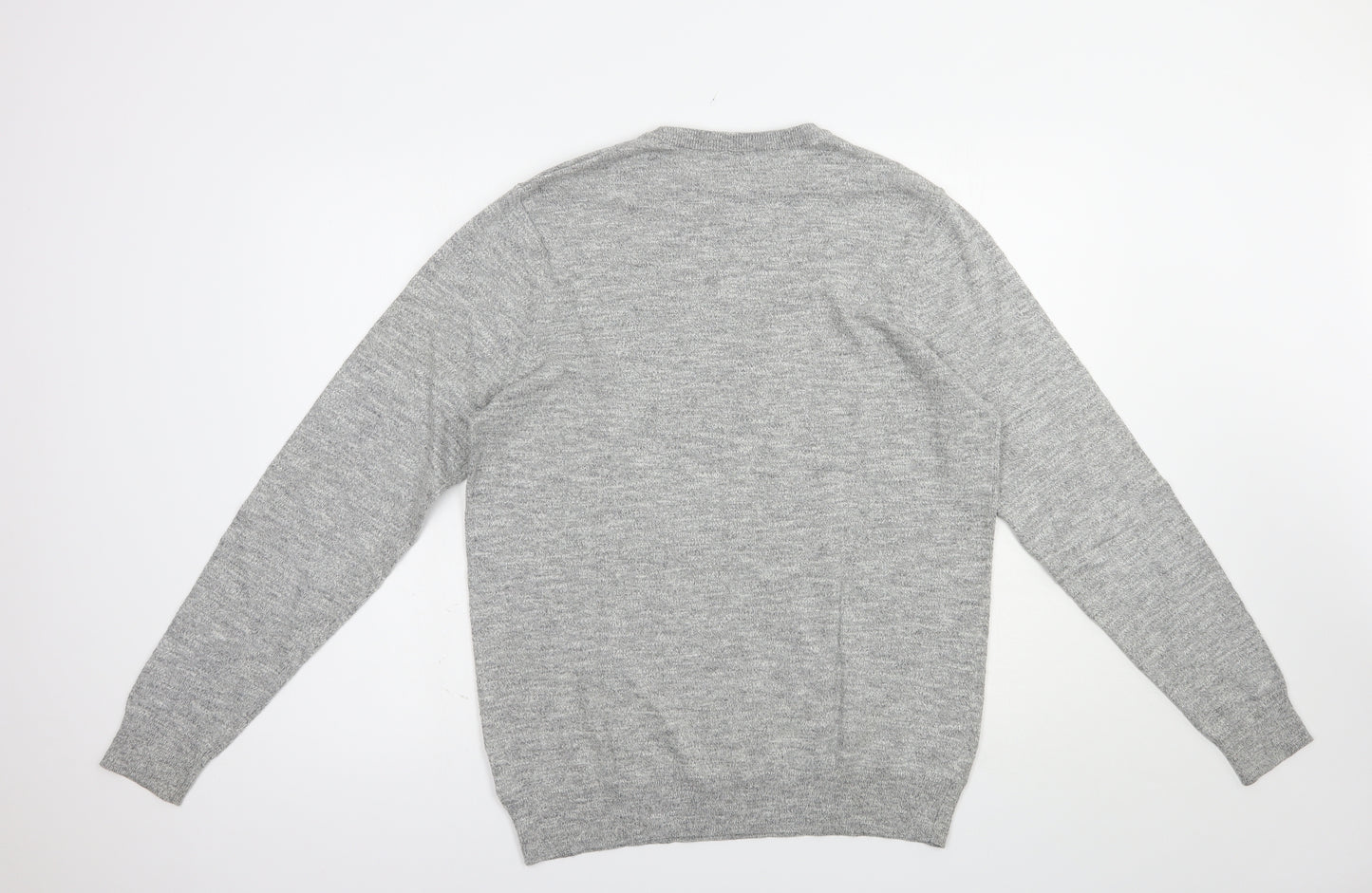 F&F Mens Grey Crew Neck  Cotton Pullover Jumper Size M