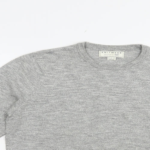 F&F Mens Grey Crew Neck  Cotton Pullover Jumper Size M