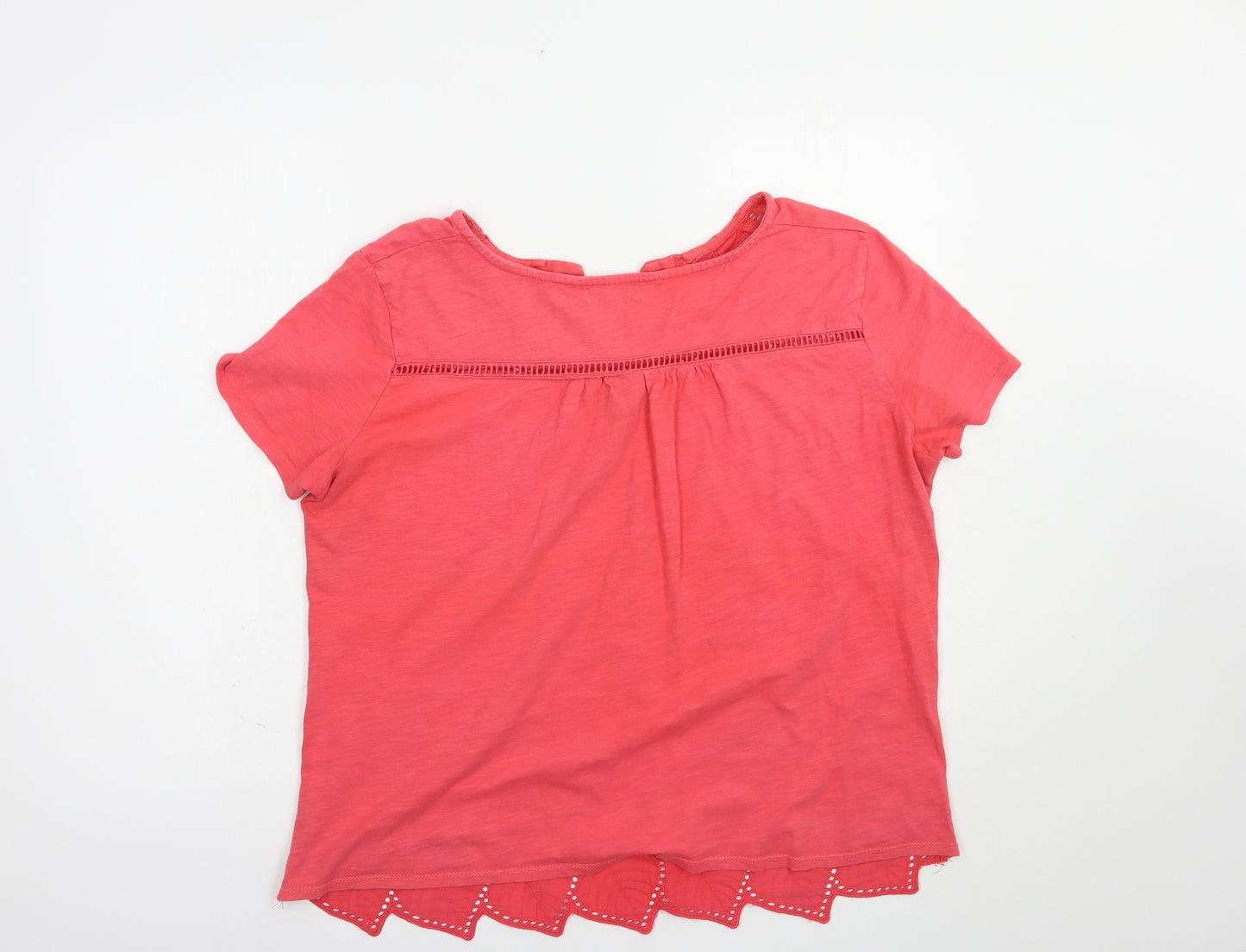 First Avenue Womens Pink  Cotton Basic Blouse Size M V-Neck