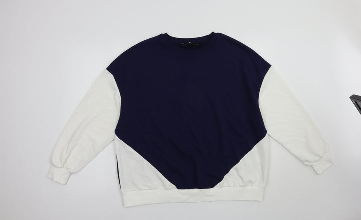 Very Womens Blue Colourblock Cotton Pullover Sweatshirt Size 14 Pullover