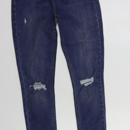 Topshop Womens Blue  Cotton Skinny Jeans Size 28 in L32 in Regular Button