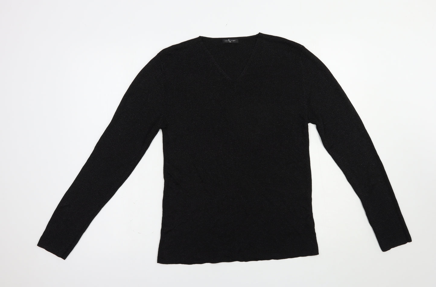 Dunnes Stores Womens Black V-Neck  Viscose Pullover Jumper Size 14