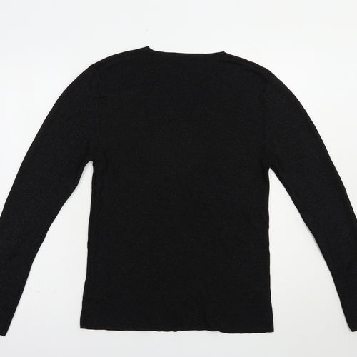 Dunnes Stores Womens Black V-Neck  Viscose Pullover Jumper Size 14