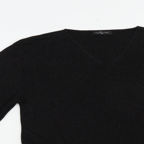 Dunnes Stores Womens Black V-Neck  Viscose Pullover Jumper Size 14