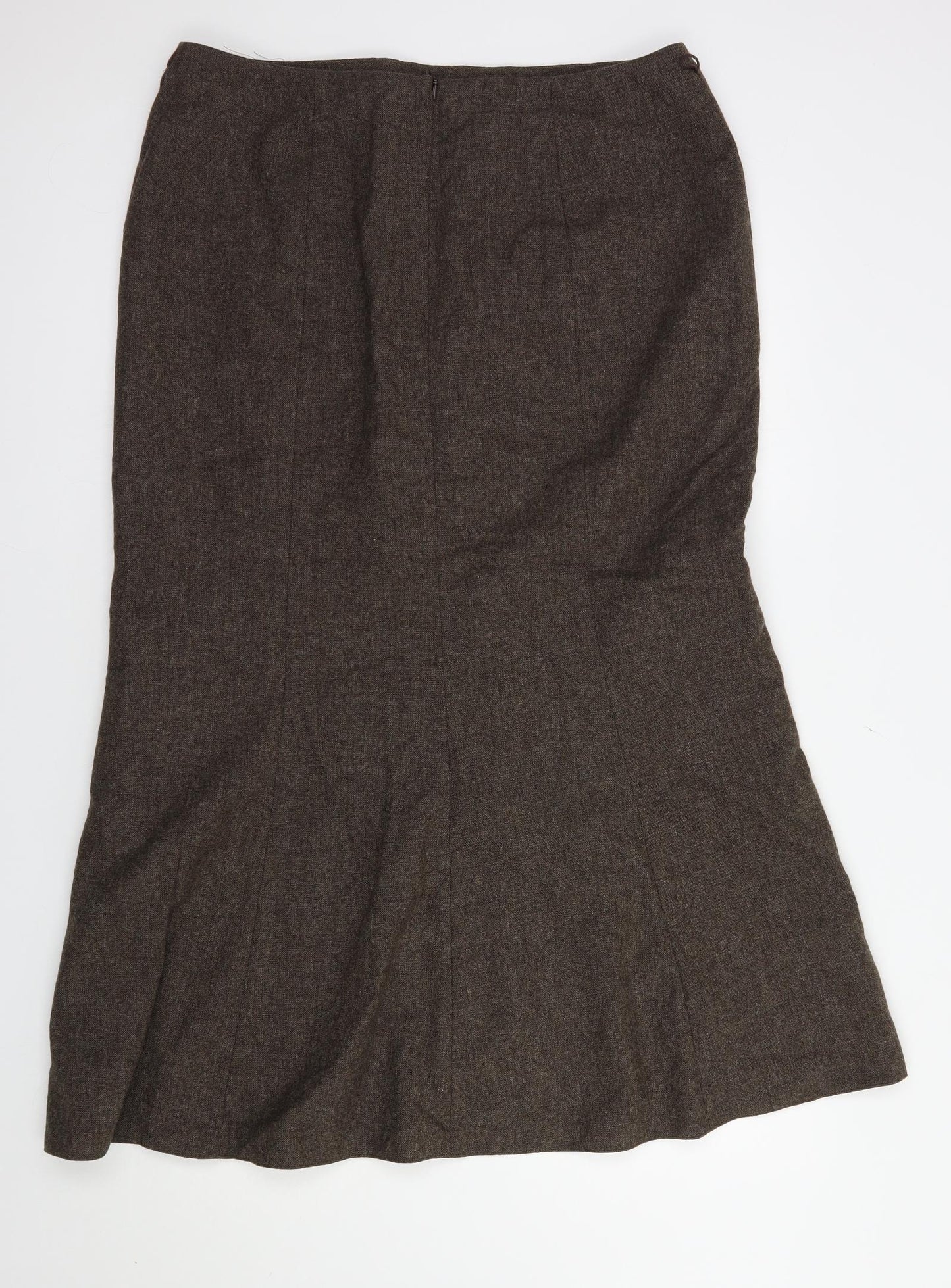 Laura Ashley Womens Brown  Wool A-Line Skirt Size 16   Zip