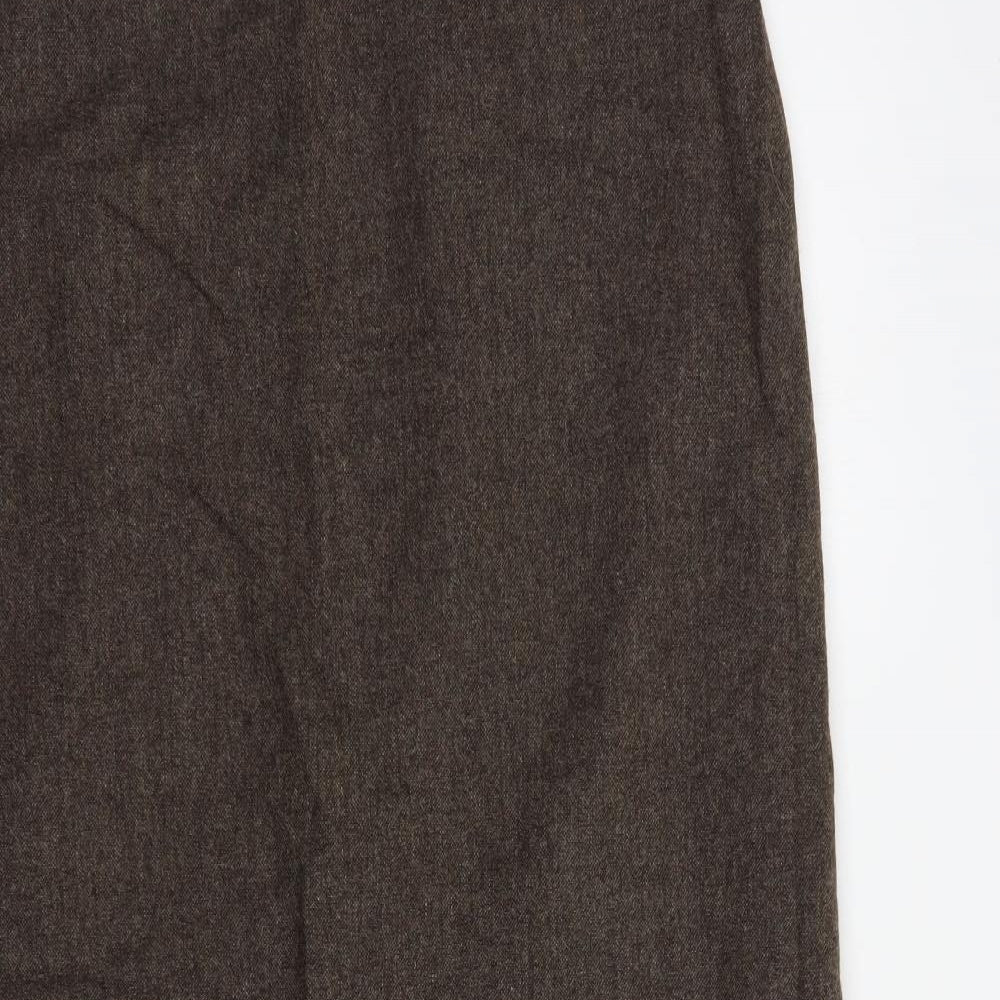 Laura Ashley Womens Brown  Wool A-Line Skirt Size 16   Zip
