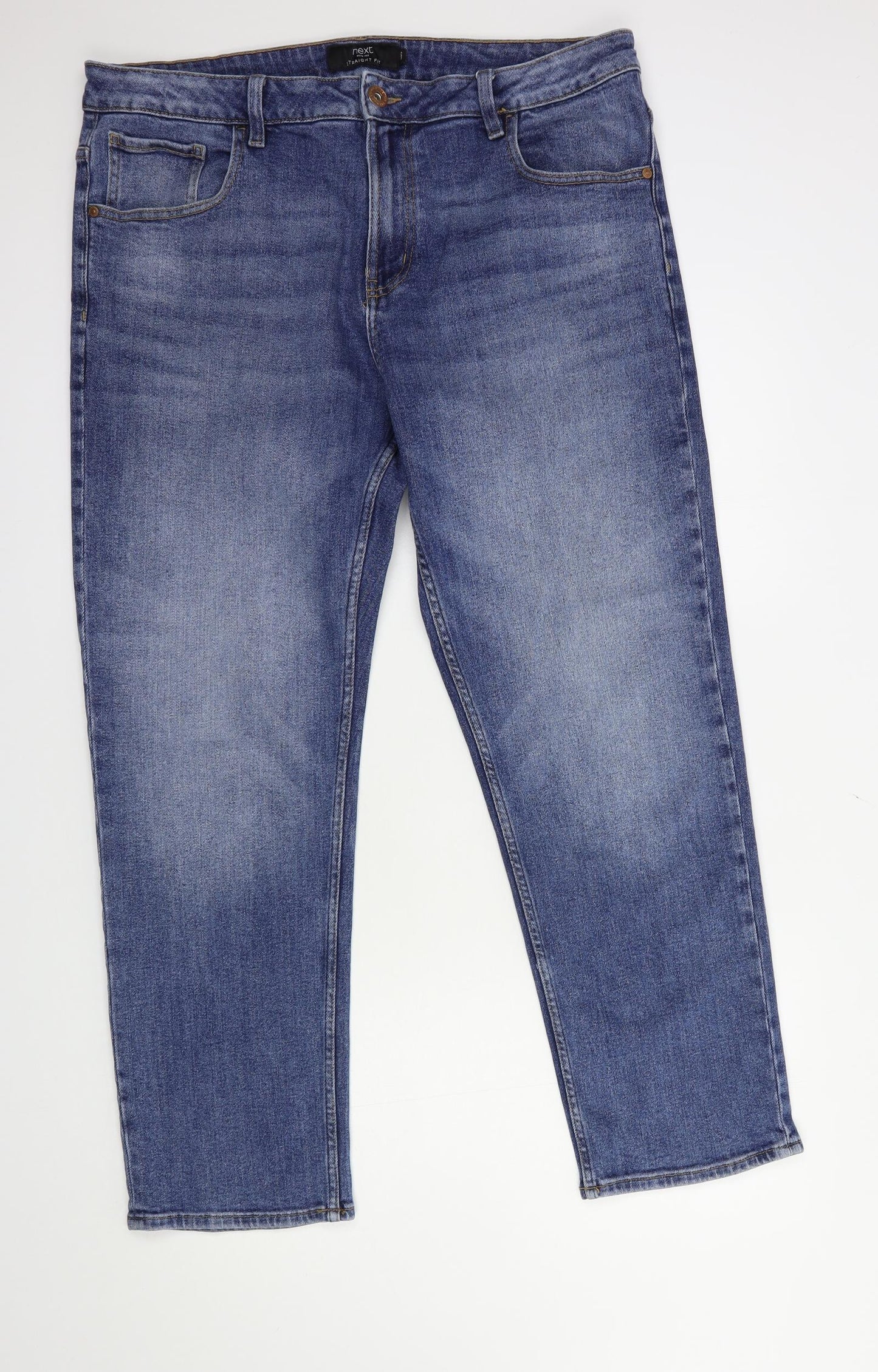 NEXT Mens Blue  Cotton Straight Jeans Size 38 in L29 in Regular Button