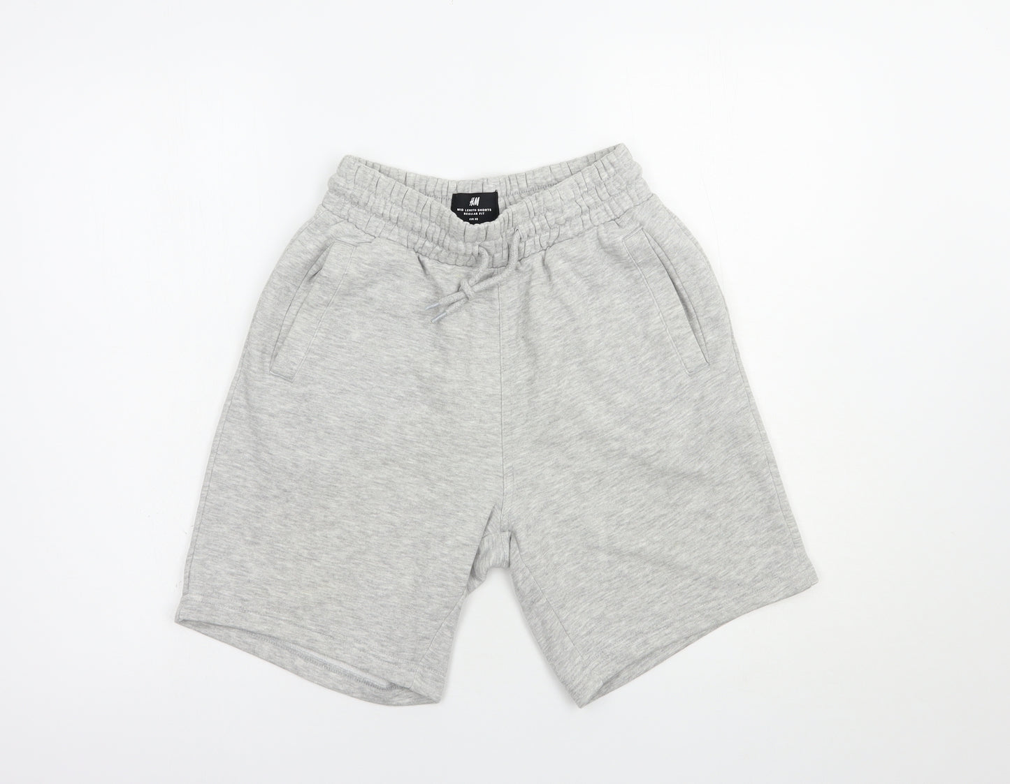 H&M Mens Grey  Cotton Sweat Shorts Size XS L7 in Regular Drawstring