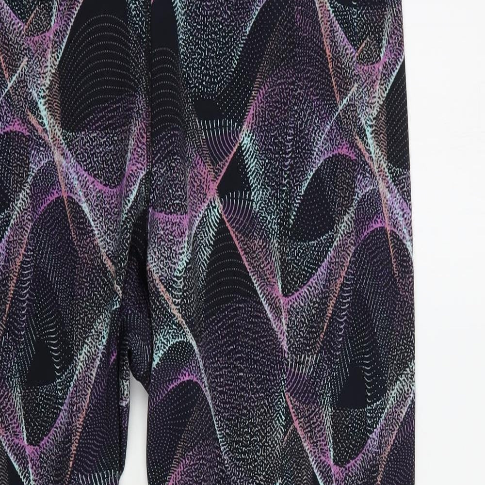 F&F Womens Black Geometric Polyester Compression Leggings Size 22 L28 in Regular