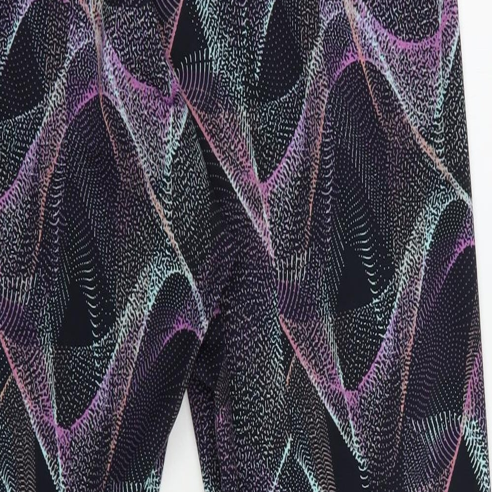 F&F Womens Black Geometric Polyester Compression Leggings Size 22 L28 in Regular