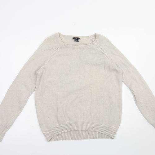 H&M Womens Beige Crew Neck  Polyamide Pullover Jumper Size M