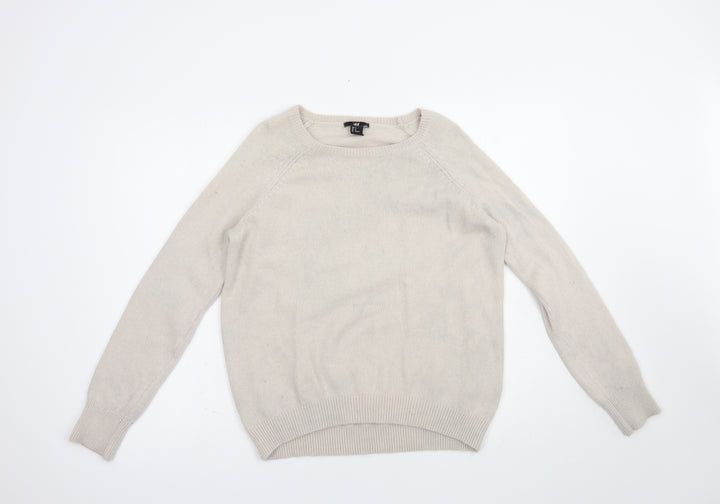 H&M Womens Beige Crew Neck  Polyamide Pullover Jumper Size M