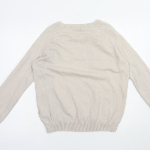 H&M Womens Beige Crew Neck  Polyamide Pullover Jumper Size M