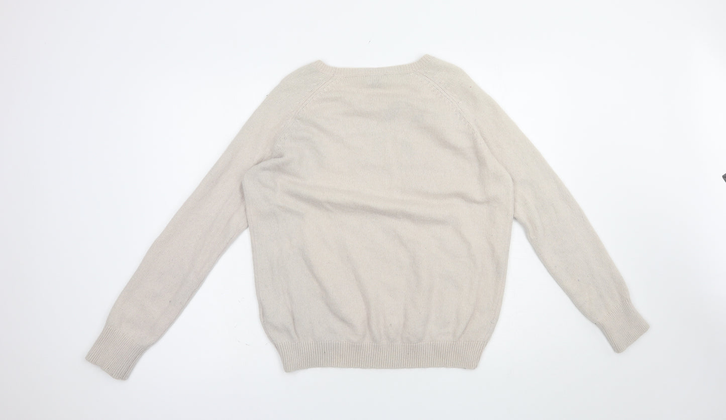 H&M Womens Beige Crew Neck  Polyamide Pullover Jumper Size M