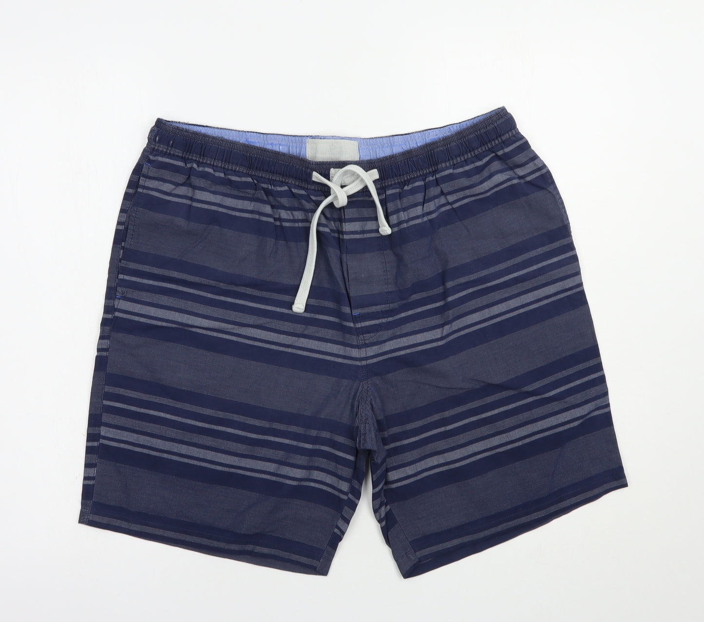 Matalan Mens Blue Striped Cotton Bermuda Shorts Size 36 in L9 in Regular Drawstring