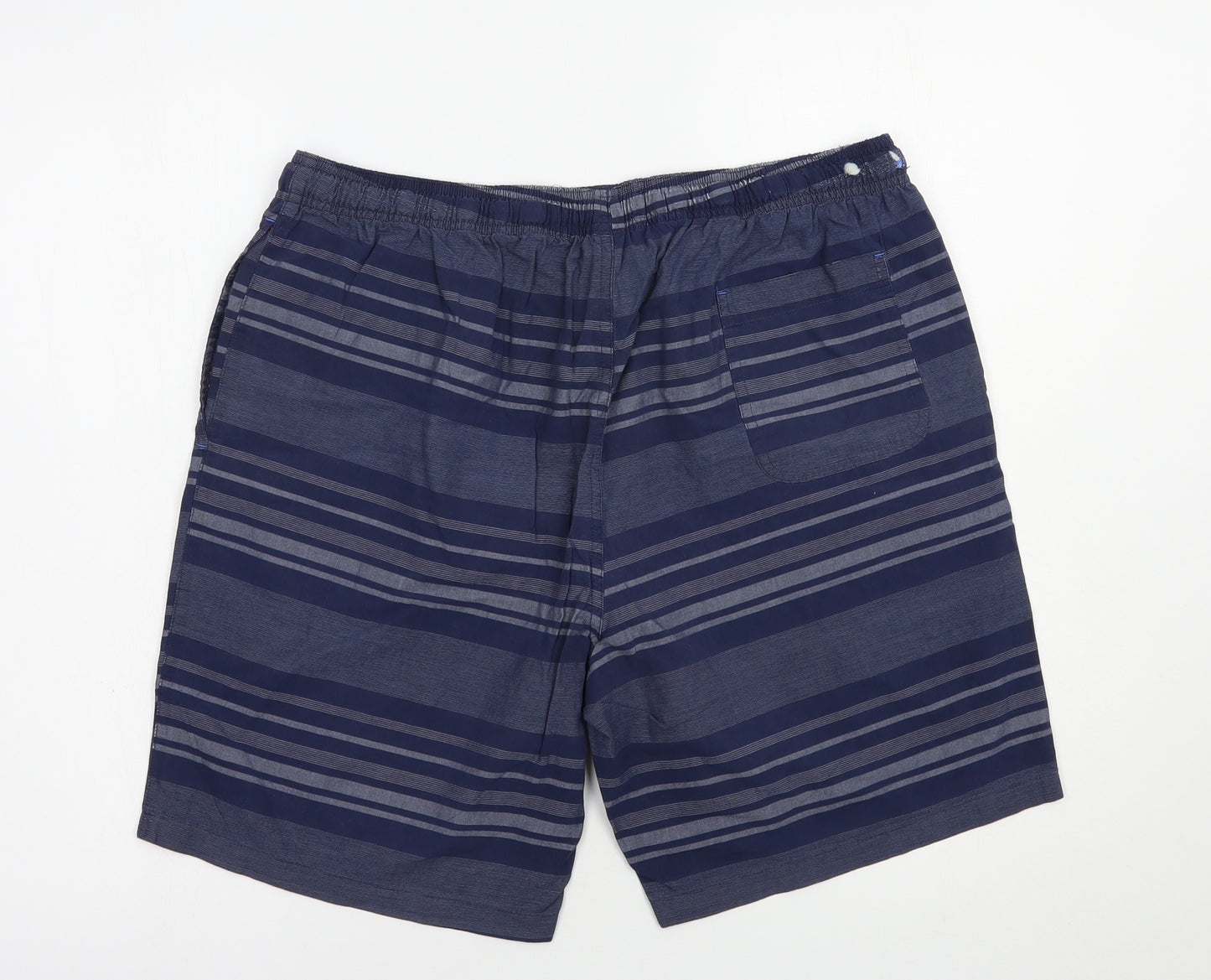 Matalan Mens Blue Striped Cotton Bermuda Shorts Size 36 in L9 in Regular Drawstring
