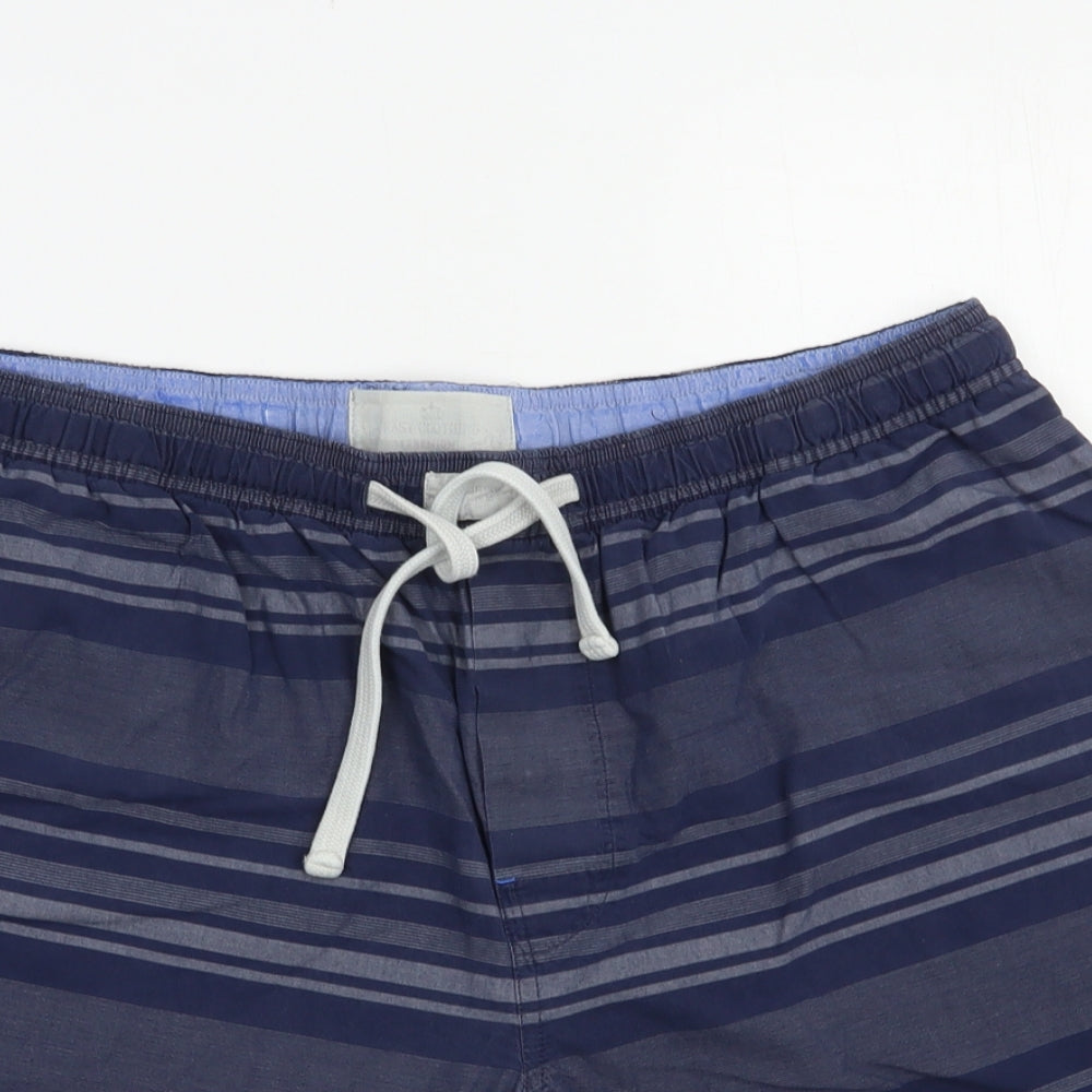 Matalan Mens Blue Striped Cotton Bermuda Shorts Size 36 in L9 in Regular Drawstring
