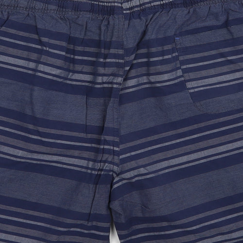 Matalan Mens Blue Striped Cotton Bermuda Shorts Size 36 in L9 in Regular Drawstring