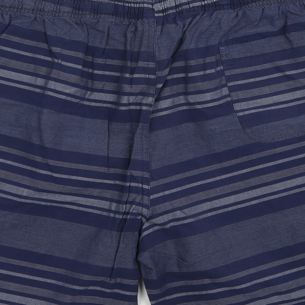 Matalan Mens Blue Striped Cotton Bermuda Shorts Size 36 in L9 in Regular Drawstring