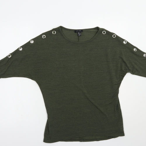 New Look Womens Green Boat Neck  Polyester Pullover Jumper Size S