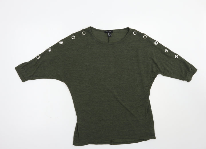 New Look Womens Green Boat Neck  Polyester Pullover Jumper Size S