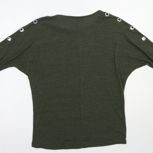 New Look Womens Green Boat Neck  Polyester Pullover Jumper Size S