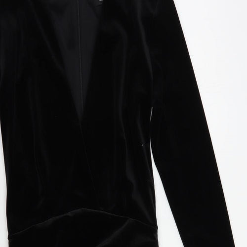 New Look Womens Black  Polyester Bodycon  Size 8  V-Neck Zip