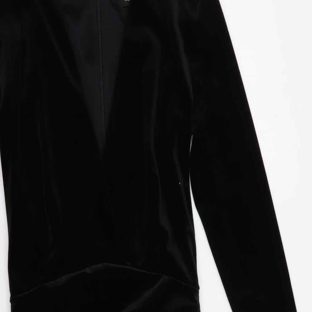 New Look Womens Black  Polyester Bodycon  Size 8  V-Neck Zip