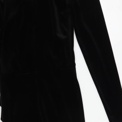 New Look Womens Black  Polyester Bodycon  Size 8  V-Neck Zip