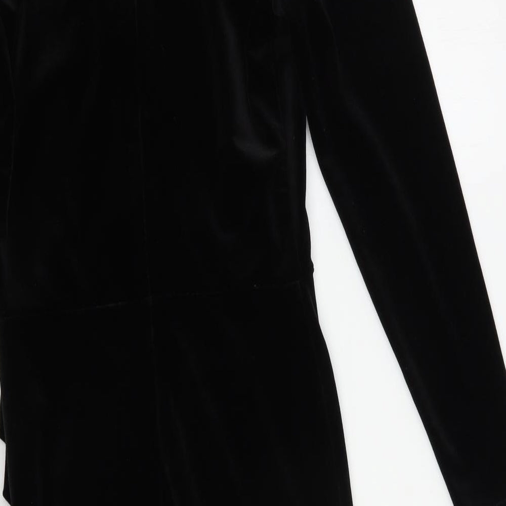New Look Womens Black  Polyester Bodycon  Size 8  V-Neck Zip