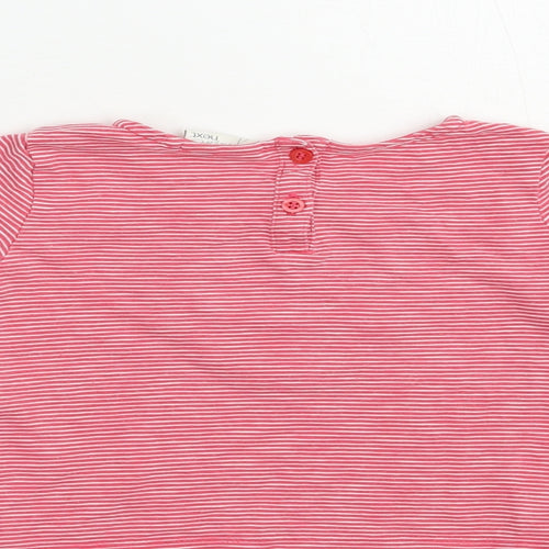 NEXT Baby Red Striped Cotton Pullover T-Shirt Size 9-12 Months Crew Neck Button - Heart