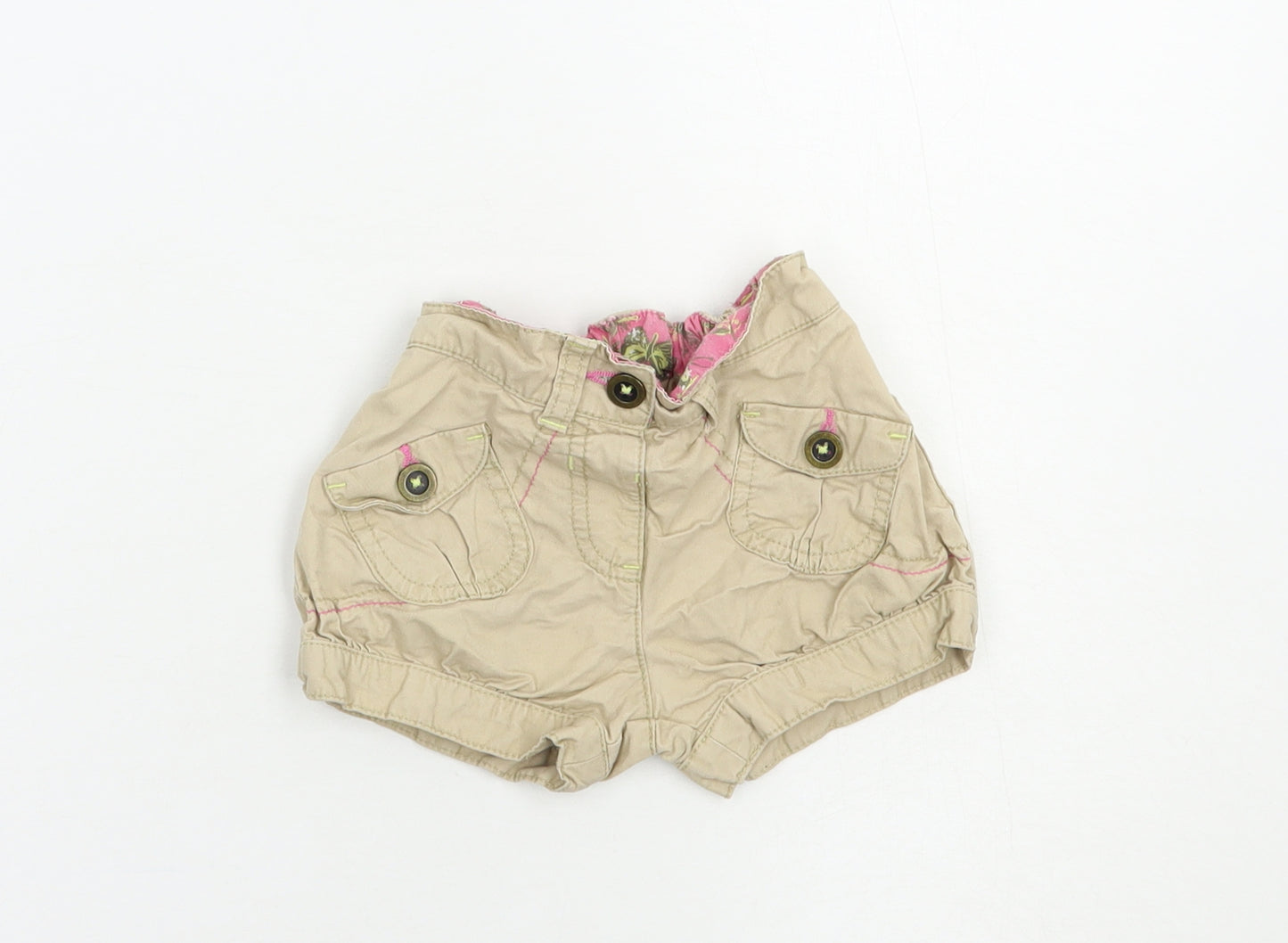 Dunnes Stores Baby Beige  Cotton Cropped Trousers Size 12-18 Months  Button