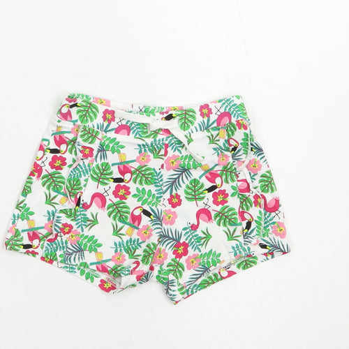 Primark Baby White Floral Cotton Cropped Trousers Size 12 Months  Drawstring - Exotic Birds