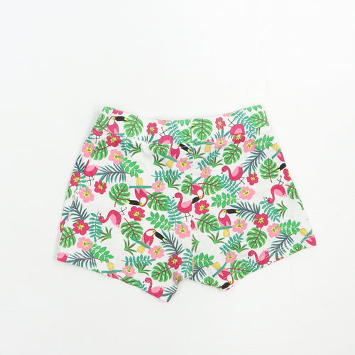 Primark Baby White Floral Cotton Cropped Trousers Size 12 Months  Drawstring - Exotic Birds