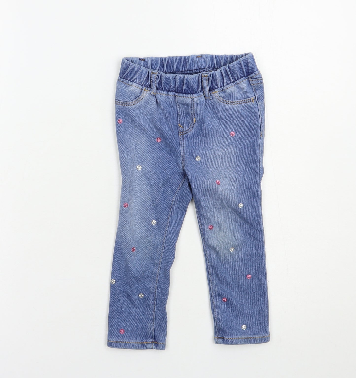 Gap Girls Blue Polka Dot Cotton Jegging Jeans Size 2 Years  Regular