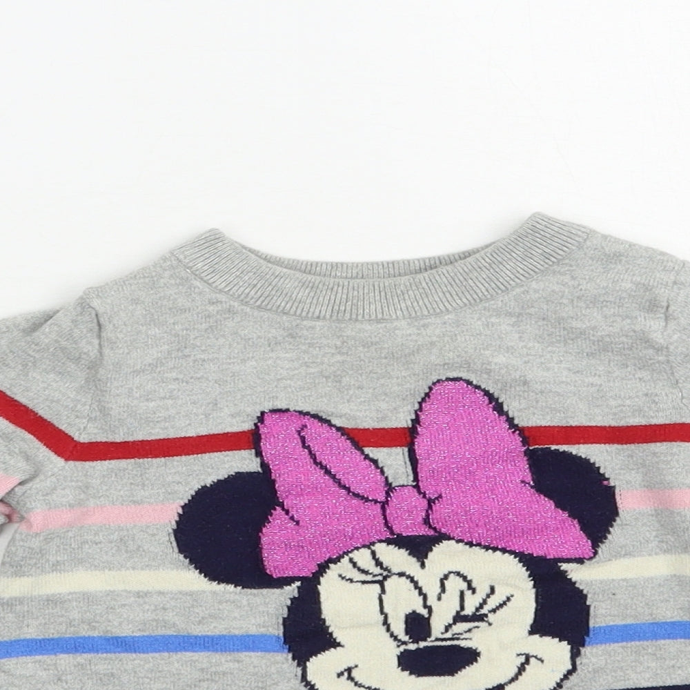 Gap Girls Grey Crew Neck  Cotton Pullover Jumper Size 2 Years  Pullover - Minnie Mouse