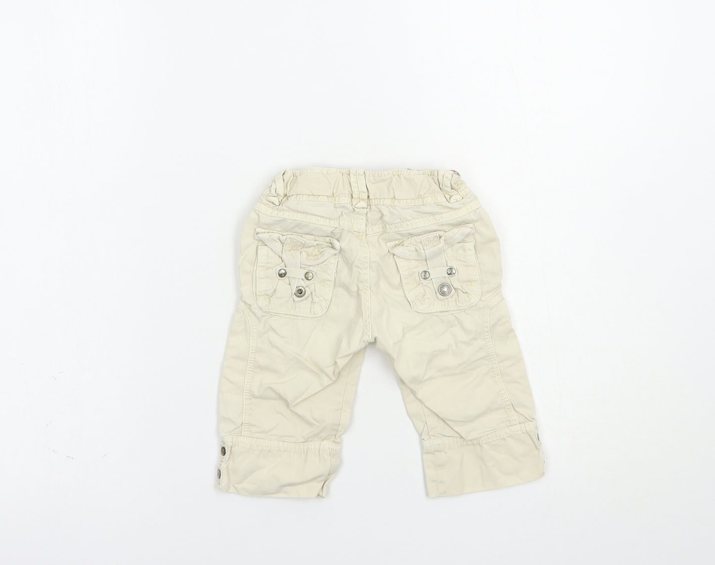 Zara Girls Beige  Cotton Cargo Trousers Size 2-3 Years  Regular Snap