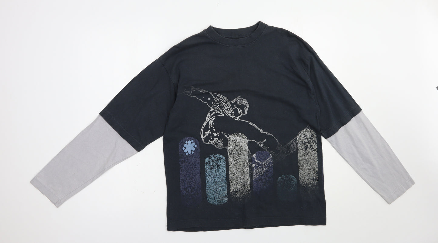 Rebel Skatewear Boys Grey  Cotton Pullover Polo Size 13-14 Years Crew Neck Pullover