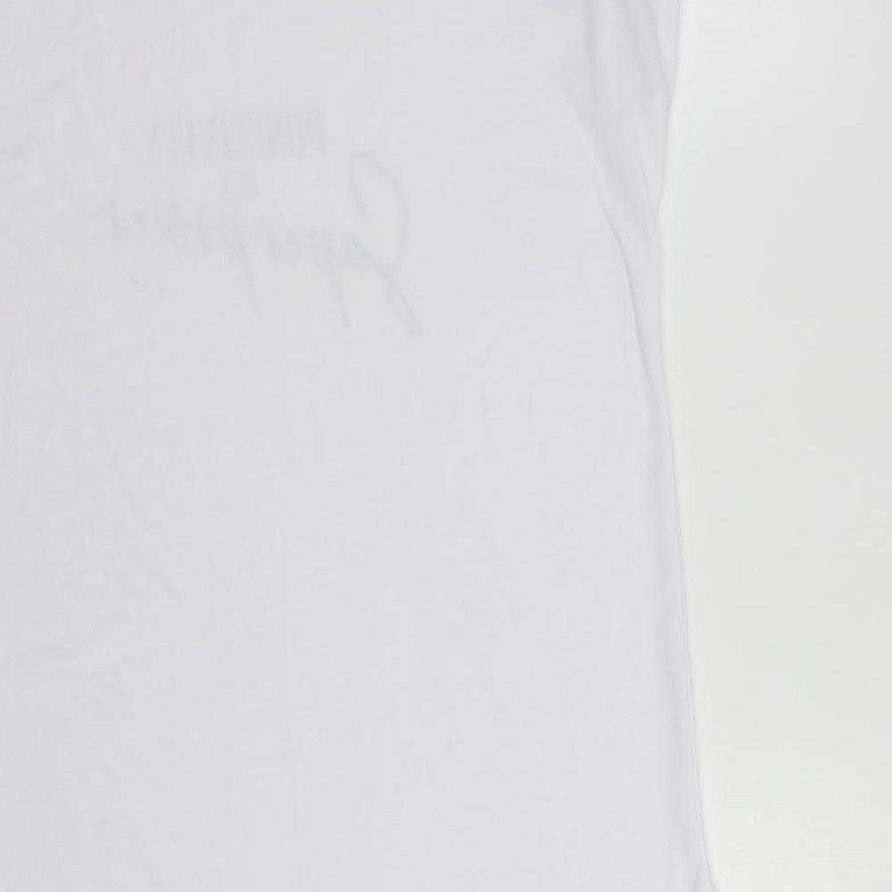 Primark Womens White  Polyester Tunic T-Shirt Size 10 Crew Neck - Positivity