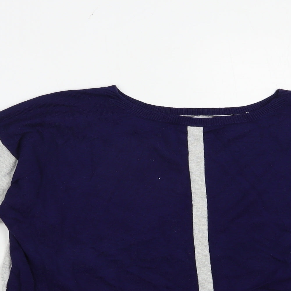 Oasis Womens Blue Boat Neck  Viscose Pullover Jumper Size S