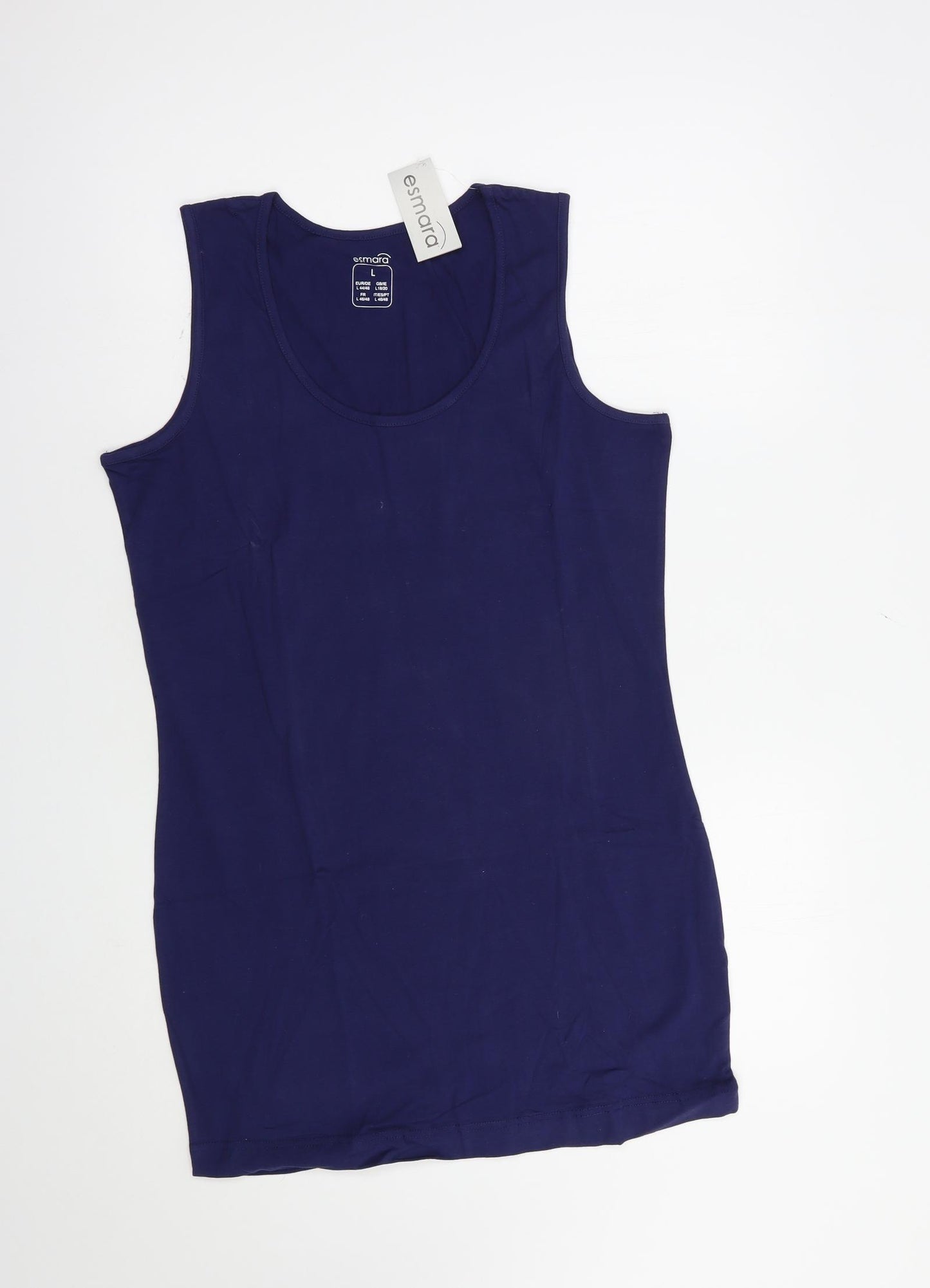 ESMARA Womens Blue  Cotton Tunic Tank Size 18 Scoop Neck