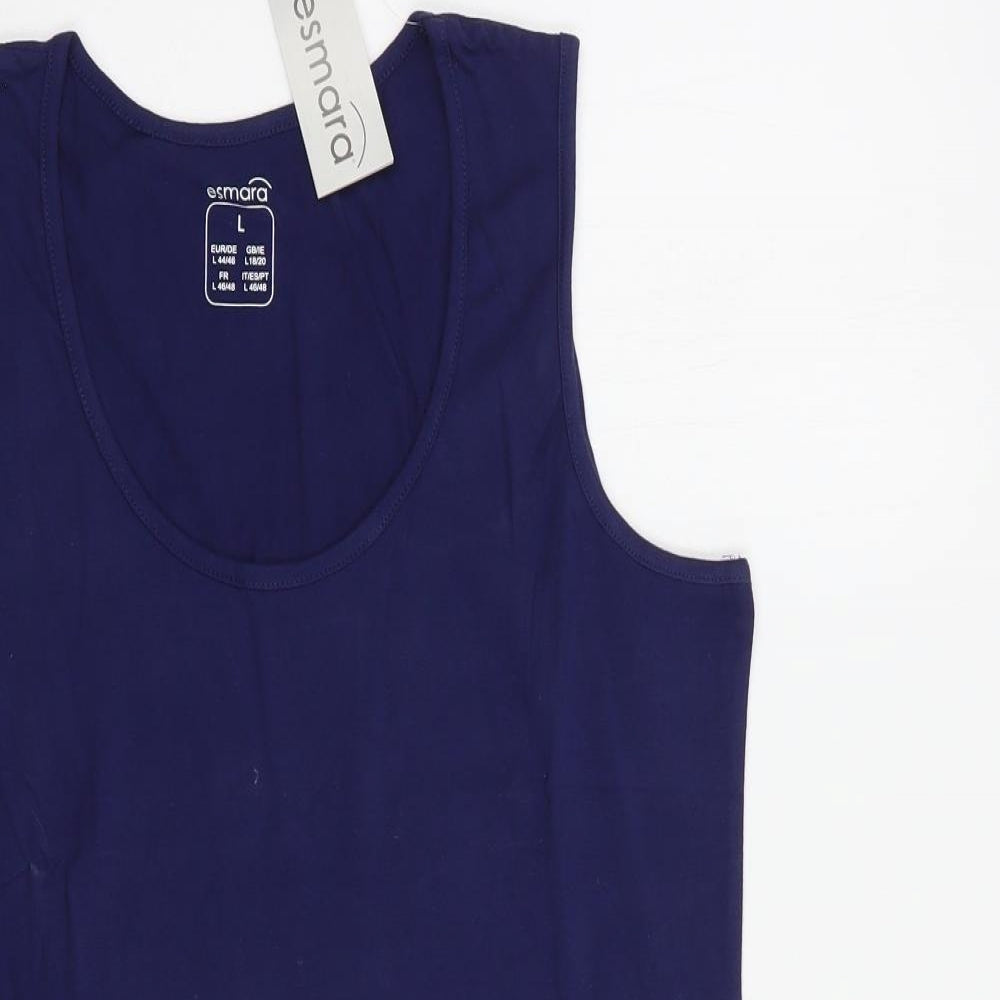 ESMARA Womens Blue  Cotton Tunic Tank Size 18 Scoop Neck