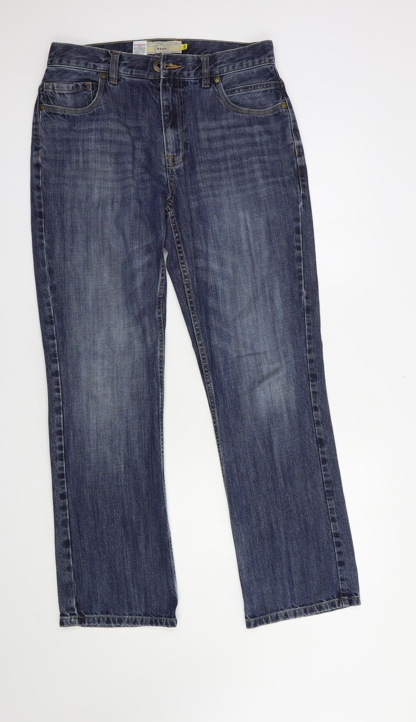 NEXT Mens Blue  Cotton Bootcut Jeans Size 30 in L31 in Regular Button