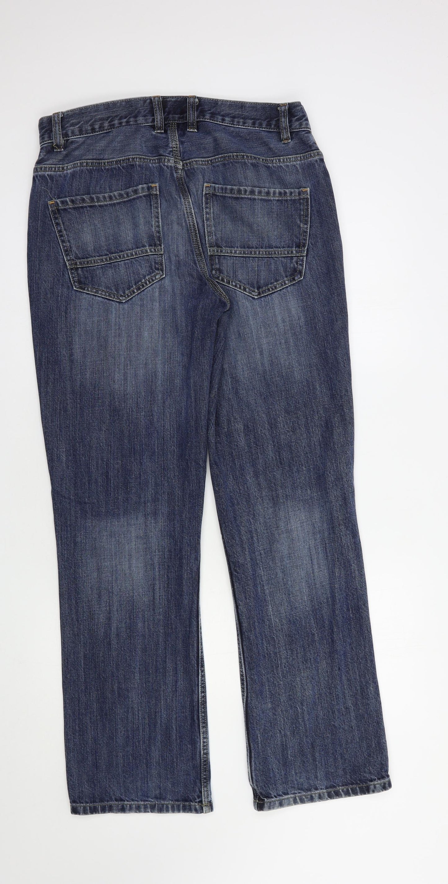 NEXT Mens Blue  Cotton Bootcut Jeans Size 30 in L31 in Regular Button