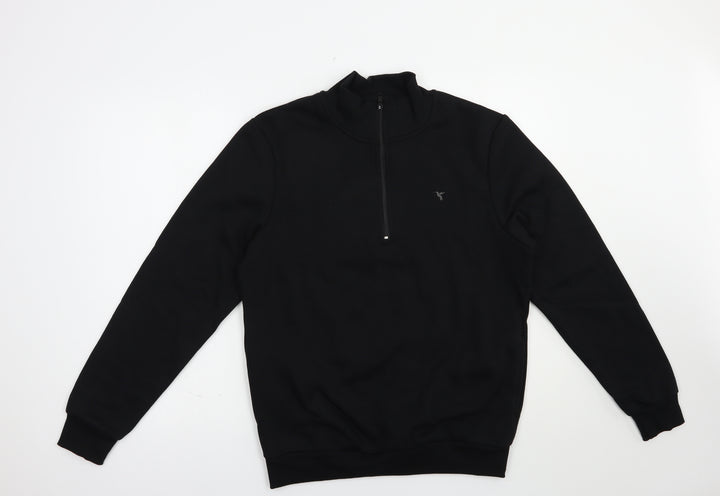 Studio Mens Black Polyester Full Zip Hoodie Size S