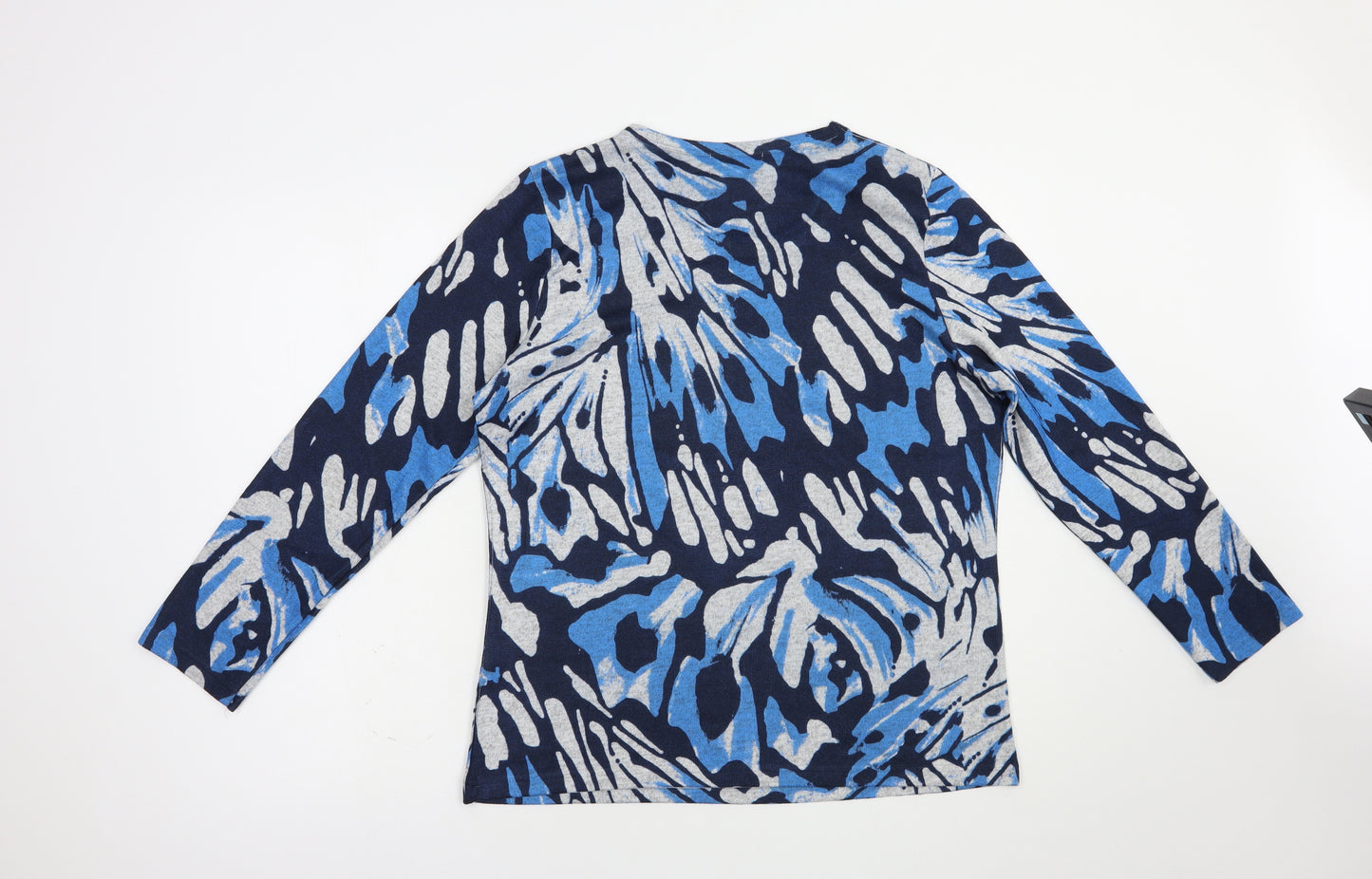 Gerard Womens Blue Scoop Neck Geometric Polyester Pullover Jumper Size 14