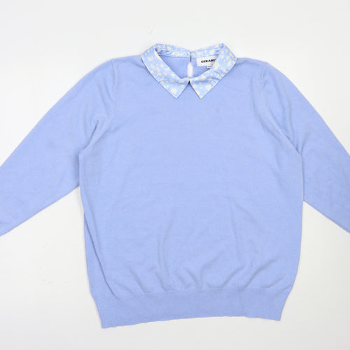 Gerard Womens Blue Collared  Viscose Pullover Jumper Size 14
